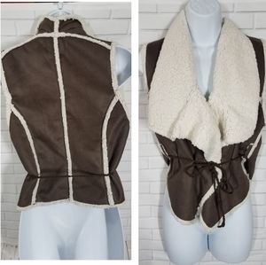 Brown and Ivory Fleece Warm Vest